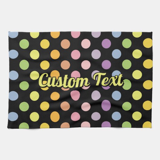 レインボー水玉模様パターン キッチンタオル (横)