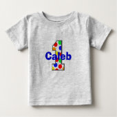 レインボー水玉模様ファースト誕生日シャツ ベビーTシャツ (正面)
