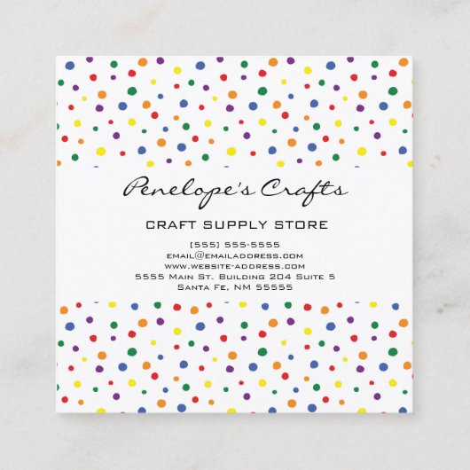 レインボー水玉模様抽象芸術スクエア名刺 スクエア名刺 (裏面)