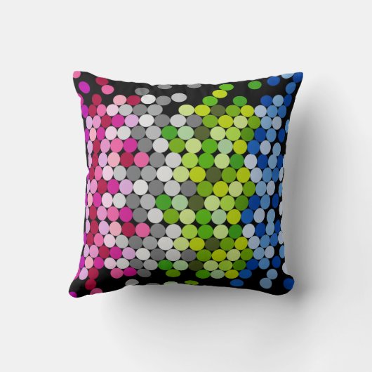 レインボー水玉模様(ばちゃばちゃ)跳ねる装飾用クッション クッション (裏面)