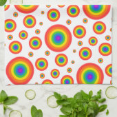 レインボー水玉模様 キッチンタオル (折り畳み)