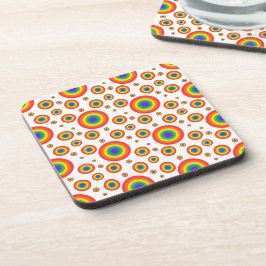 レインボー水玉模様 コースター (左側)