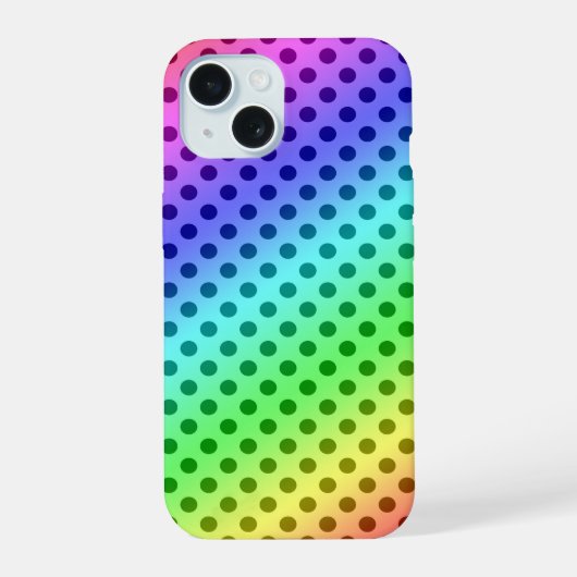 レインボー水玉 iPhone 15ケース (裏面)