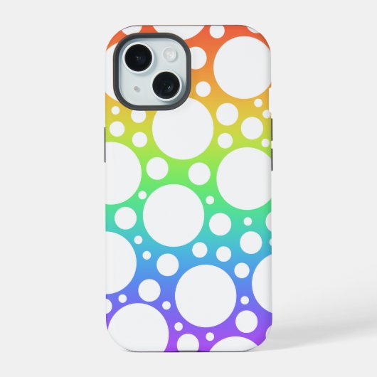 レインボー水玉iPhoneケース iPhone 15ケース (裏面)