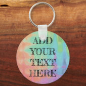 レインボー水色の背景キーチカスタムェーン キーホルダー (正面)