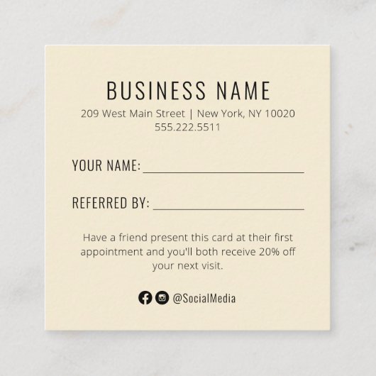 レインボー水色友達の紹介カードを参照 スクエア名刺 (裏面)