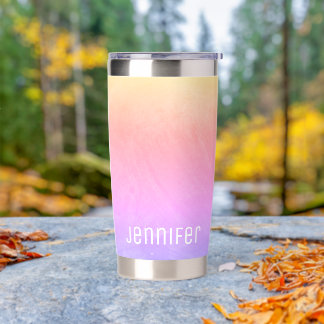 レインボー水色名モダンウォーターボトル 保温保冷タンブラー