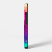レインボー水色抽象芸術名モノグラム iPhoneケース (左側面)