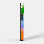 レインボー水色抽象芸術名モノグラム iPhoneケース (右側面)