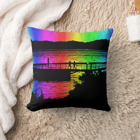 レインボー波止場人 クッション (ブランケット)