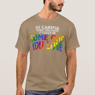 レインボー注意する誰が嫌いプライド同盟ゲイLGB Tシャツ