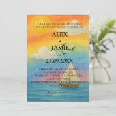 レインボー海サンセットLGBT結婚式招待状 招待状 (スタンド正面)