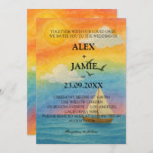 レインボー海サンセットLGBT結婚式招待状 招待状 (正面/裏面)