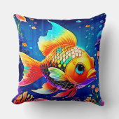 レインボー海リーフフィッシュデザイン クッション (正面)
