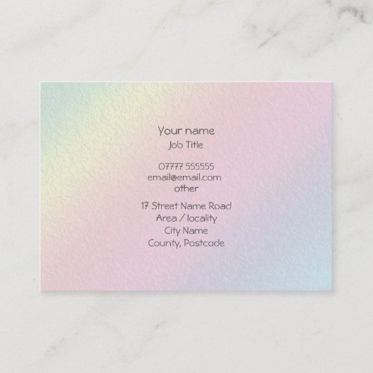 レインボー溶融ガラス（ばちゃばちゃ）跳ねる効果 名刺 (裏面)