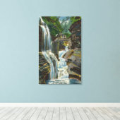 レインボー滝とブリッジの表示 キャンバスプリント (インサイチュ (ウッドフロア))