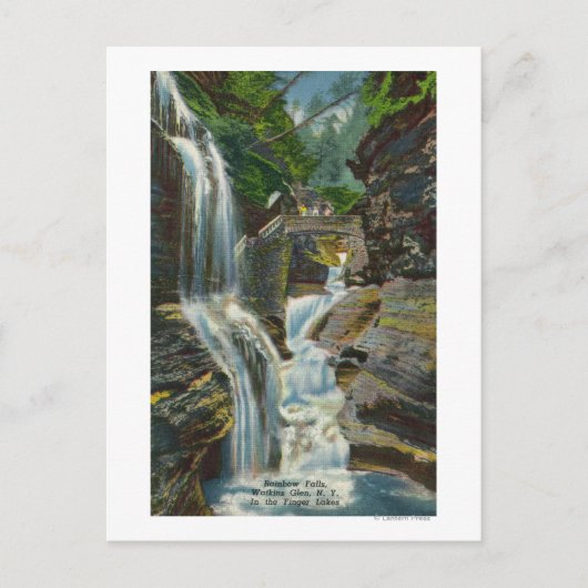 レインボー滝とブリッジの表示 ポストカード (正面)