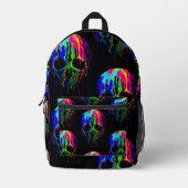レインボー滴下絵を描スカル プリントバックパック (正面)