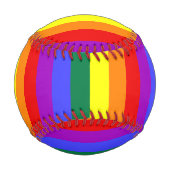 レインボー無地のストライプー水の色レインボー 野球ボール (正面)