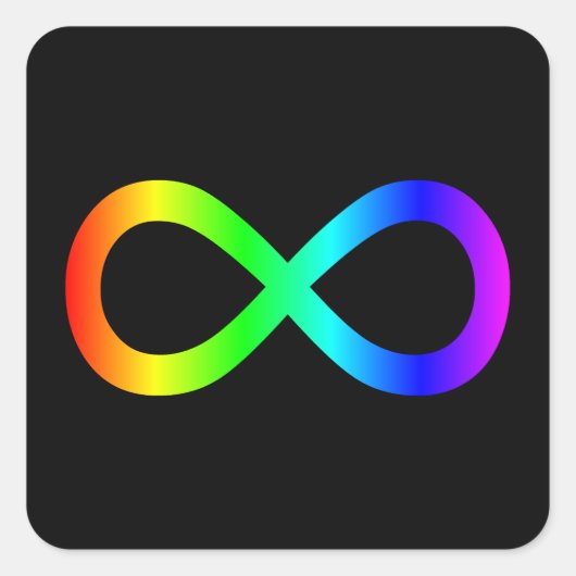 レインボー無限大記号 スクエアシール (正面)