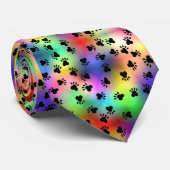 レインボー犬の手がタイをプリント ネクタイ (ロール)