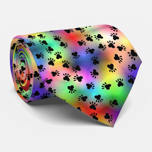 レインボー犬の手がタイをプリント ネクタイ (ロール)