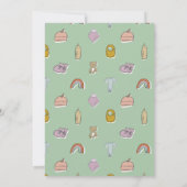 レインボー生まれたばかりのイラストレーションベビーシャワー 招待状 (裏面)