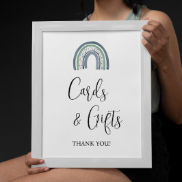 レインボー男の赤ちゃんカードとギフト赤ちゃんシャワーのサイン ポスター