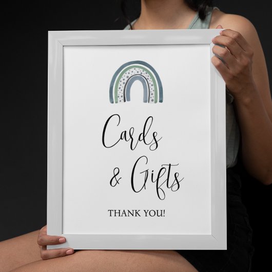 レインボー男の赤ちゃんカードとギフト赤ちゃんシャワーのサイン ポスター