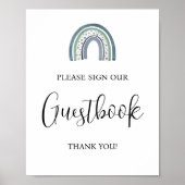レインボー男の赤ちゃんゲストブックベビーシャワーサイン ポスター (正面)