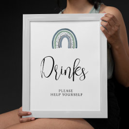 レインボー男の赤ちゃんドリンクベビーシャワーサイン ポスター