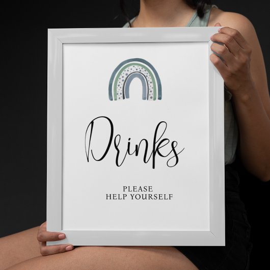 レインボー男の赤ちゃんドリンクベビーシャワーサイン ポスター