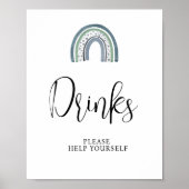 レインボー男の赤ちゃんドリンクベビーシャワーサイン ポスター (正面)