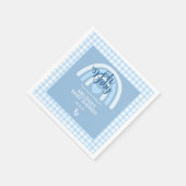 レインボー男の赤ちゃんパーソナライズされたブルーハート スタンダードカクテルナプキン (角)