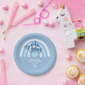 レインボー男の赤ちゃんパーソナライズされたブルーハート ペーパープレート (パーティー)