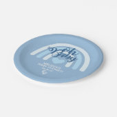 レインボー男の赤ちゃんパーソナライズされたブルーハート ペーパープレート (アングル)