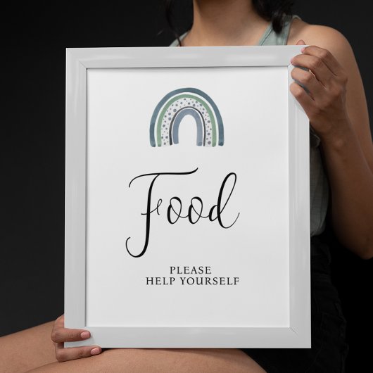 レインボー男の赤ちゃんフードベビーシャワーサイン ポスター