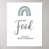 レインボー男の赤ちゃんフードベビーシャワーサイン ポスター (正面)