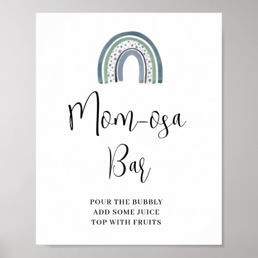 レインボー男の赤ちゃんマムオーサバーベビーシャワーサイン ポスター (正面)