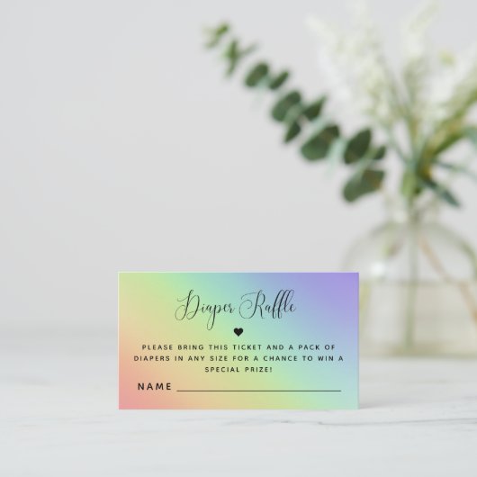 レインボー男女兼用ベビーシャワーおむつラッフルE エンクロージャーカード (スタンド正面)