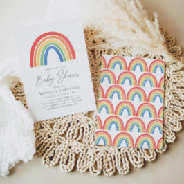 レインボー男女兼用ベビーシャワー 招待状