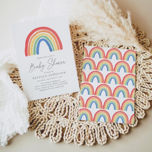 レインボー男女兼用ベビーシャワー 招待状