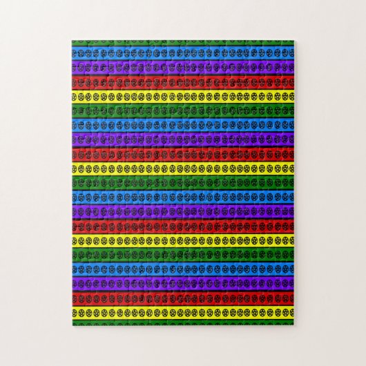 レインボー異教の星形五角形 ジグソーパズル (縦)