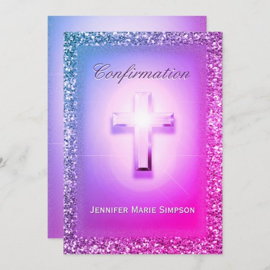 レインボー白熱［赤熱］光を放つカラーのクロスで確認。 招待状 (正面/裏面)