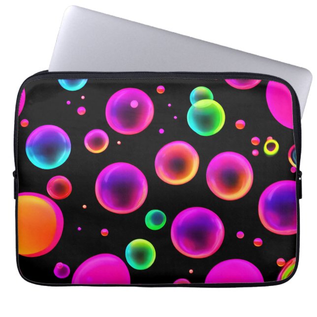 レインボー白熱［赤熱］光を放つバブルドリーム ラップトップスリーブ (正面)