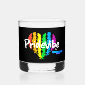 レインボー祝ハート付き: PrideVibe ウイスキーグラス (正面)