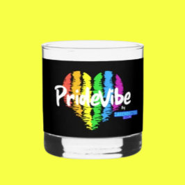 レインボー祝ハート付き： PrideVibe ウイスキーグラス