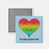 レインボー私のハートスマイル青 マグネット (正面/裏面)