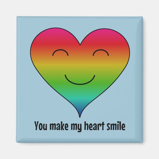 レインボー私のハートスマイル青 マグネット (正面)