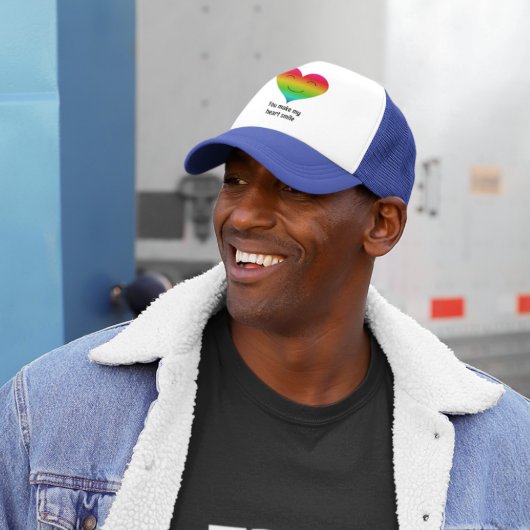 レインボー私のハートスマイル キャップ